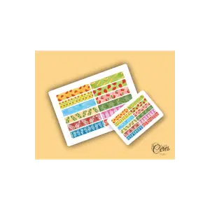Washi Tape | Renkli - Eğlenceli - Nostaljik - Retro | Etiket Sticker (1 SAYFA)