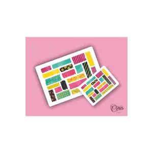 Washi Tape | Renkli - Eğlenceli - Nostaljik - Retro | Etiket Sticker (1 SAYFA)