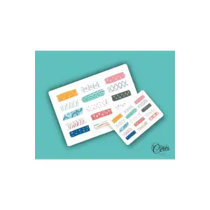Washi Tape | Renkli - Eğlenceli - Nostaljik - Retro | Etiket Sticker (1 SAYFA)