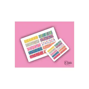 Washi Tape | Renkli - Eğlenceli - Nostaljik - Retro | Etiket Sticker (1 SAYFA)
