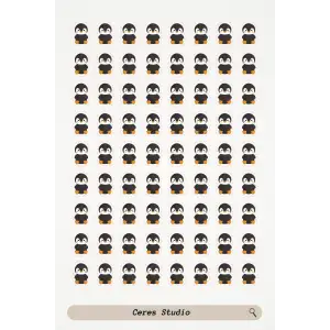 Penguen Pingu Sticker Etiket 3 Sayfa 216 Adet Etiket - Penguen Penguin