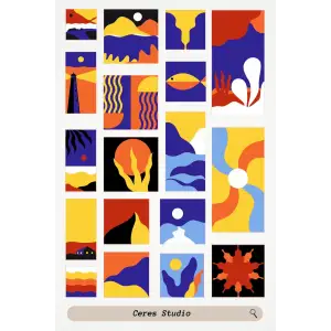 Sürreal Tablo Tema Sticker Etiket 2 Sayfa 36 Adet Etiket