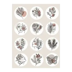 Lineart Elements Decor Tema Sticker Etiket 2 Sayfa 24 Adet Etiket