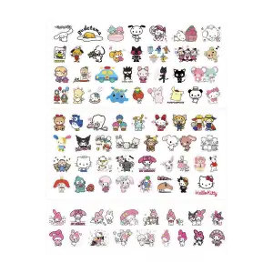 Sanrio Kuromi Hello Kitty My Melody Sticker Etiket Set 3 Sayfa 81 Adet Etiket