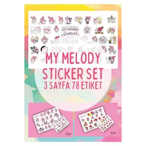 My Melody Sticker Set - 3 Sayfa 78 Adet Etiket