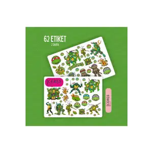 Ninja Turtle Ninja Kaplumbağalar Sticker Etiket 2 Sayfa 62 Adet Etiket