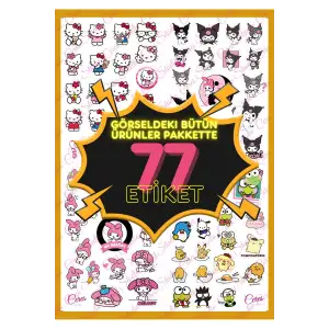 Hello Kitty Ve Arkadaşları Kuromi My Melody Cinnamoroll 77 Etiket Bullet Journal Telefon Sticker