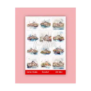 İstanbul Temalı Sticker Set 2 Sayfa 24 Adet Etiket Planlayıcı Bullet Journal