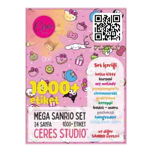 Sanrio Sticker Set Hello Kitty Kuromi Melody Cinnamoroll 34 Syf 1000 Journal Telefon Etiket