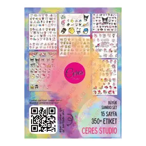 Sanrio Sticker Set Hello Kitty Kuromi 15 Syf 350 Ad. Planlayıcı Bullet Journal Telefon Vb. Etiket