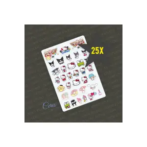 25 Sayfa SANRIO Hello Kitty Kuromi Sticker - (Kırtasiyeler ve Özel Günlerde Hediyelik İçin Vb. )