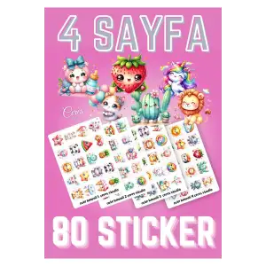 Sevimli Kawaii Sticker Etiket Seti - Laptop Telefon Defter Journal Etiketi