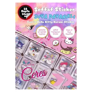 Şeffaf Kuromi Sanrio Su Geçirmez Sticker - My Melody Hello Kitty Cinnamoroll Etiket Seti