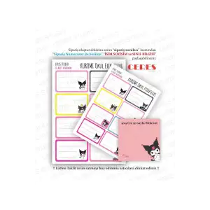 Kuromi Bloknot Ve Okul Etiketi 48 Adet 40x60mm Etiket