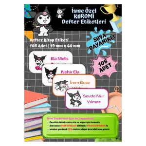 Kuromi Sanrio Etiketi Defter Etiketi Kitap Etiketi Kişiye Özel Suya Dayanıklı İsim Yazılabilien