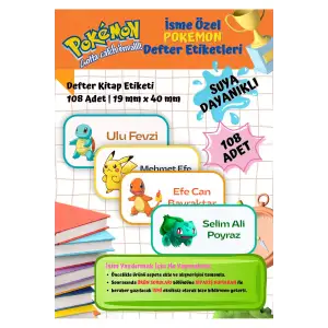 Pokemon Pikachu Etiketi Defter Etiketi Kitap Etiketi Kişiye Özel Suya Dayanıklı İsim Yazılabilien
