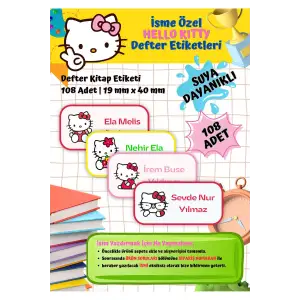 Hello Kitty Sanrio Etiketi Defter Etiketi Kitap Etiketi Kişiye Özel Suya Dayanıklı İsim Yazılabilien