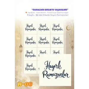 Ramazan Sticker Seti R-06 12 Adet Etiket | Yapışkanlı, Parlak Kuşe Çıkartma Kağıdı