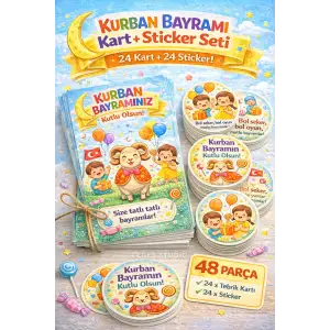 Kurban Bayramı Kart + Sticker Seti 1 (48 Parça)