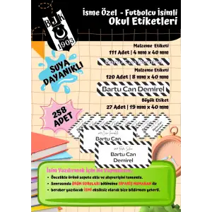 Beşiktaş Taraftar Etiketi Okul Etiketi Defter Etiketi Kalem Etiketi Kişiye Özel Suya Dayanıklı