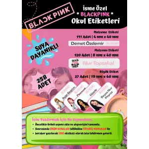 Blackpink Okul Etiketi Defter Etiketi Kalem Etiketi Kişiye Özel Suya Dayanıklı İsim Yazılabilien