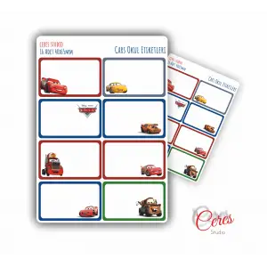 Cars McQueen Okul Etiketi 16 Adet 40x65mm Etiket