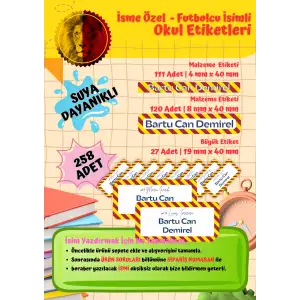 Galatasaray Taraftar Etiketi Okul Etiketi Defter Etiketi Kalem Etiketi Kişiye Özel Suya Dayanıklı