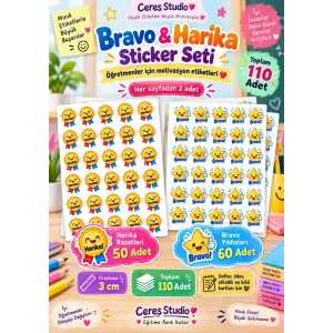 Ceres Studio Harika & Bravo Motivasyon Sticker Seti