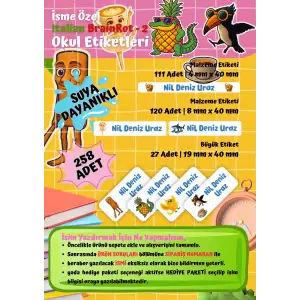 Italian Brainrot (KIZ) Temalı Kişiye Özel Suya Dayanıklı Okul Etiketi Seti – 258 Adet İsimli Çıkartma