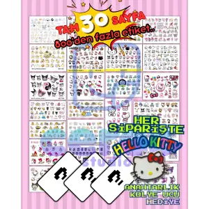 Mega Sanrio Sticker Set Hello Kitty Kuromi 30 Sayfa Çooook Fazla Sticker Etiket