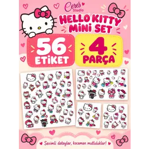 Mini Sanrio Hello Kitty Sticker Seti 4 Parça 56 Adet Etiket