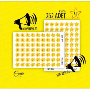 Öğretmenler Için Yıldız Etiket Star Sticker 4 Sayfa Toplam 252 Adet (1.9CM)