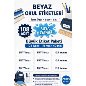 Okul Etiketi Defter isimli Etiket Isim Yazılabilen - 108 Adet Özel Yeni Tasarım