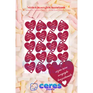 Paketlemeye Etiketi 20 adet Kalp şeklinde Sticker, Sizin için sevgiyle hazırlandı