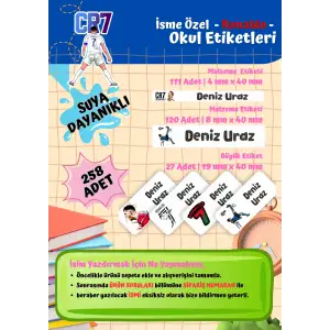 Ronaldo Temalı Kişiye Özel Suya Dayanıklı Okul Etiketi Seti - 258 Adet İsimli Etiket