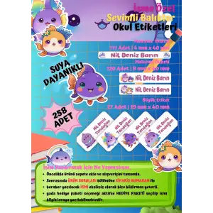 Sevimli Balıklar Temalı Kişiye Özel Suya Dayanıklı Okul Etiketi Seti – 258 Adet İsimli Çıkartma