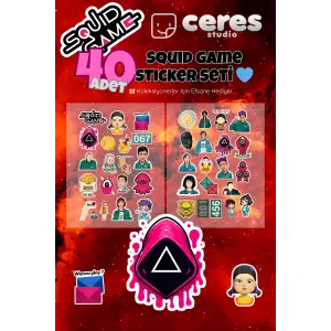 Squid Game Temalı 40’lı Sticker Seti – K-pop Kore Dizisi Etiketleri – Defter Laptop Süsleme Çıkartmaları