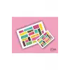 15 Sayfa 206 Adet Washi Tape Etiket Sticker Set (9x13cm 15 Sayfa Toplam 206 Bant)
