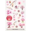 Sakura Pembe Tema Sticker Etiket 4 Sayfa 87 Adet Etiket - Pembe