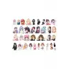 Anime Kawaii Korea Sticker Etiket 34 Adet Etiket 2,5 - 3 cm Ebatlarında