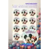 İyi Tatiller Mickey Minnie Sticker Seti K19- 12 Adet Yuvarlak Etiket | Yapışkanlı, Parlak Kuşe Çıkartma Kağıdı