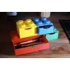 Renkli Lego Blok Organizer Kutu Seti - Masa Üstü Kalemlik Kırtasiye Çekmeceli Düzenleyici Hediye