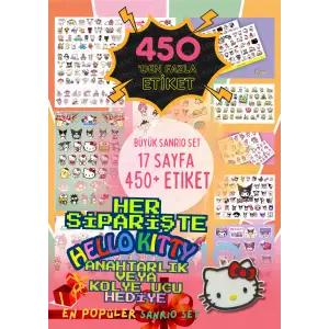 Büyük Sanrio Sticker Set Hello Kitty Kuromi 17 Sayfa 450den Fazla Sticker Etiket (425)