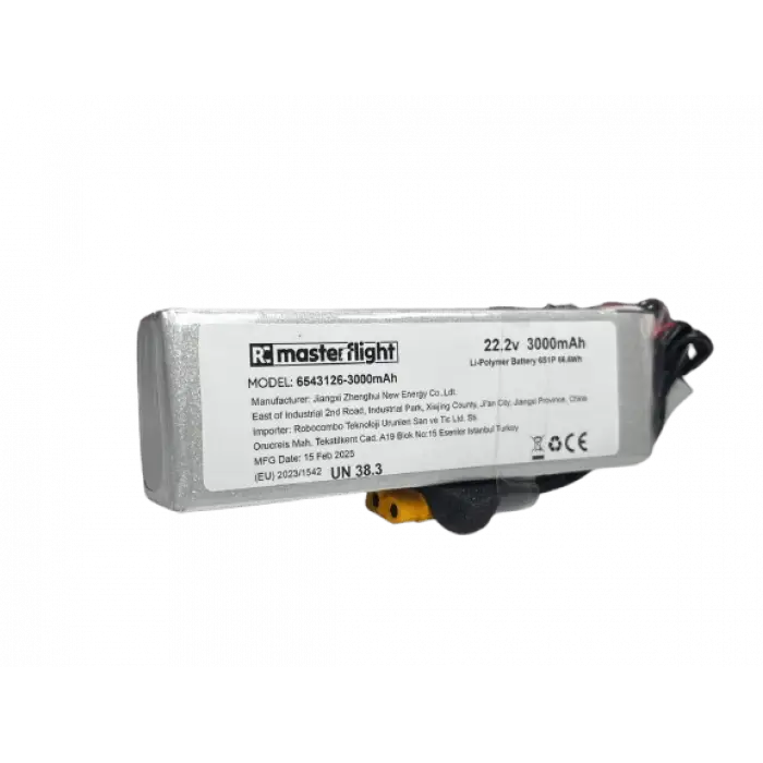 22.2V Li-po Pil - 3000mah 80C 6s Lityum Polymer Batarya