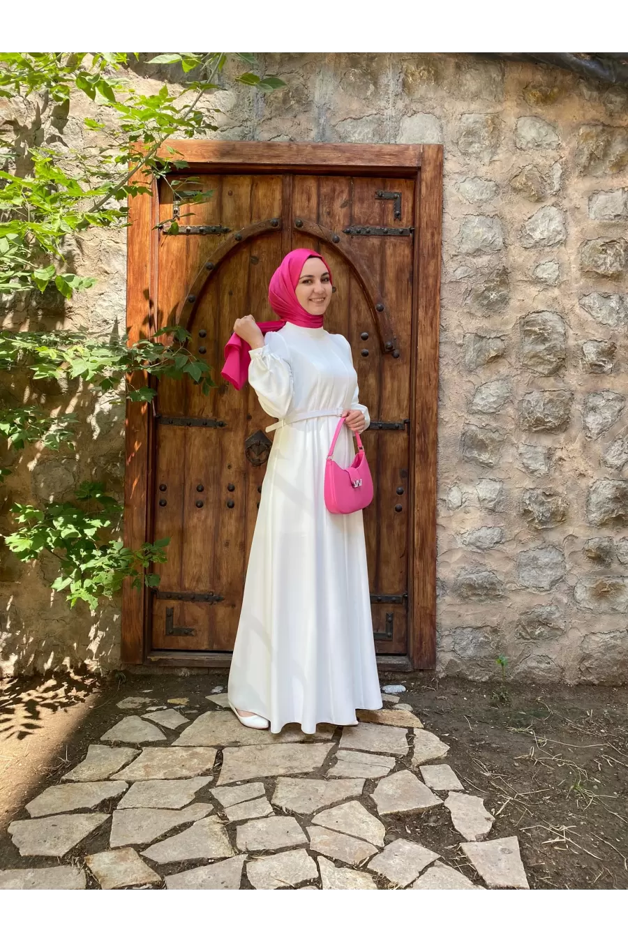 Nisaca Krep Kumaş Parçalı Şık Elbise