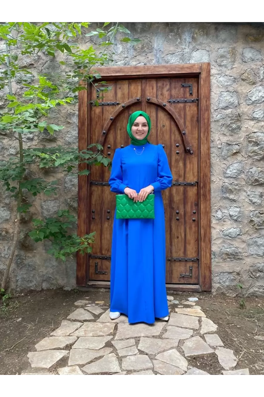 Nisaca Önü Kamalı Krep Şık Elbise