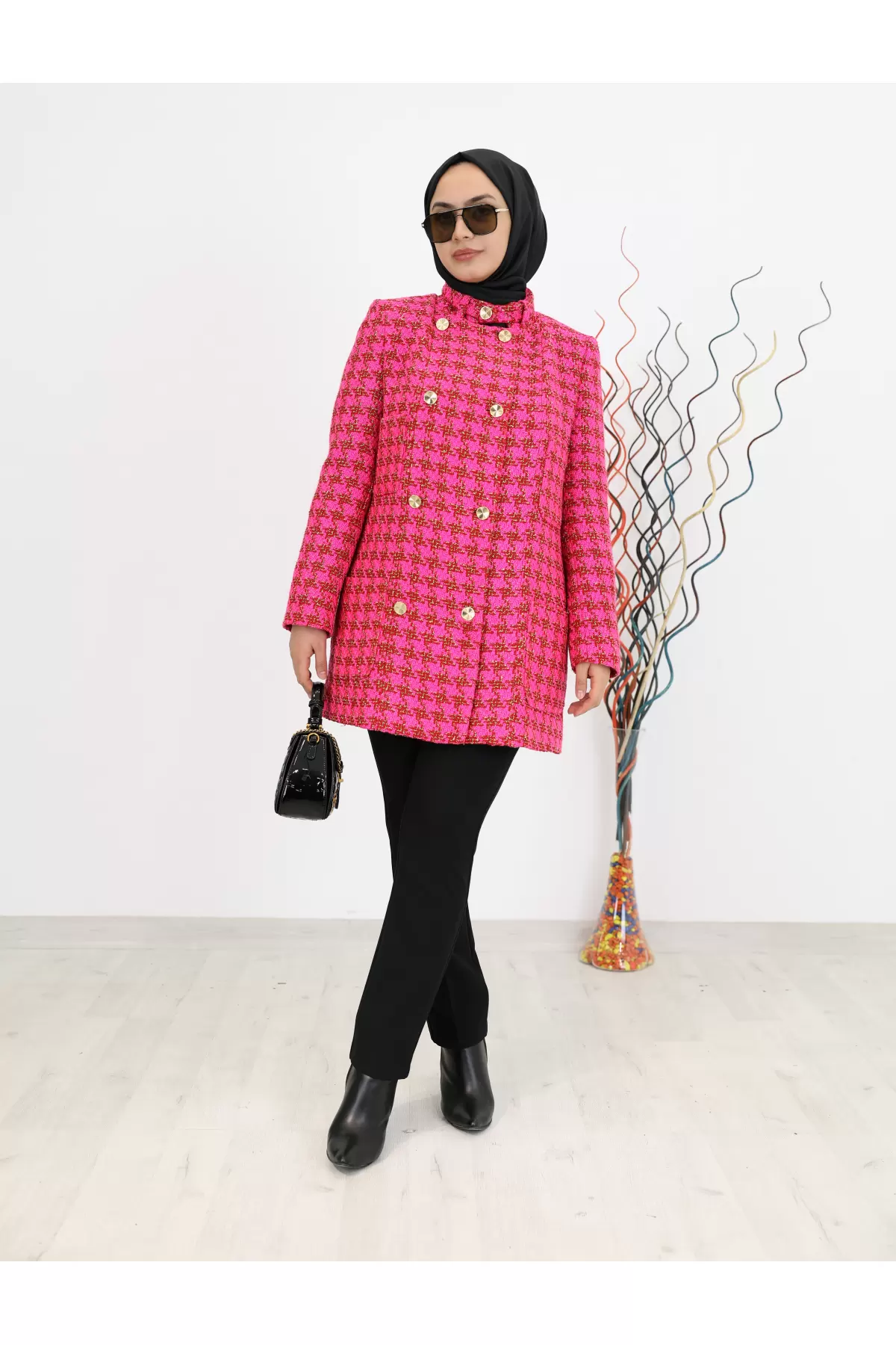 Nisa Giym Kazayağı Desenli Simli Ceket