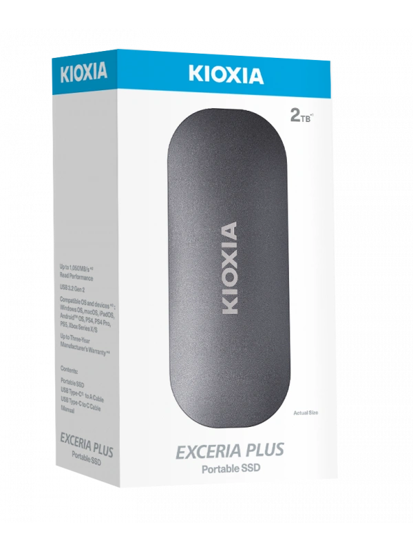2TB KIOXIA EXCERIA PLUS G2 USB 3.2 1050/1000 MB/s LXD10S002TG8