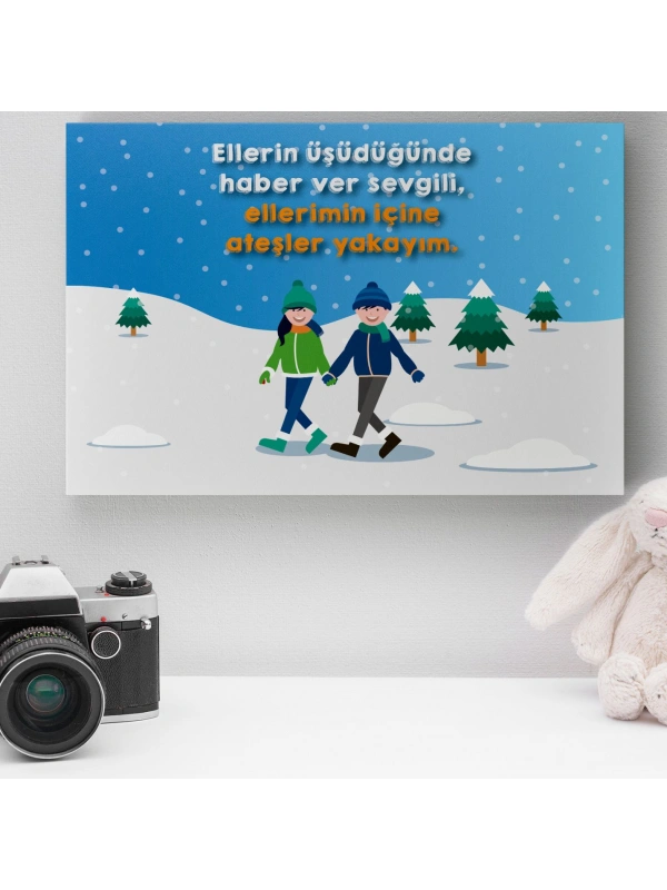 Romantik Tasarımlı Mini Kanvas Tablo - No3