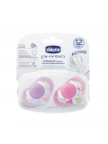 Chicco Physio Compact 2 li Silikon Emzik 12 ay+ Kız - 8058664059294